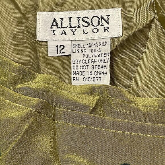 Vintage 90s Womens Boho Wrap Silk Skirt Size 12 Green Y2K Allison Taylor - Picture 7 of 9